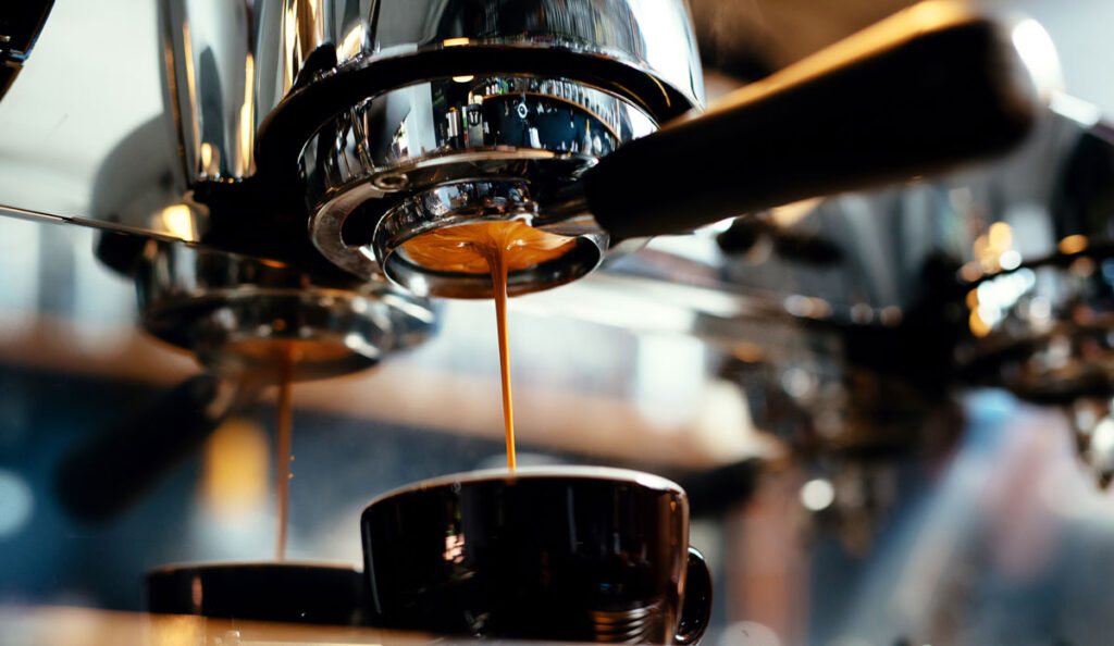 Espresso Coffee machines making coffee