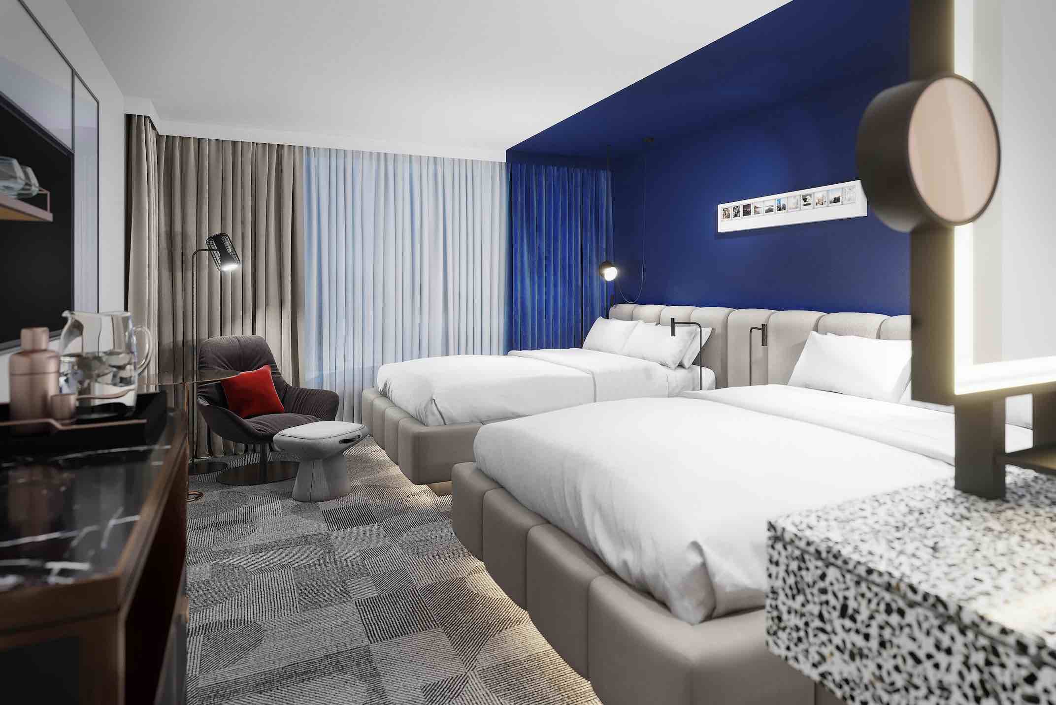 Queen guestroom of the W Toronto luxury yorkville hotels bedroom