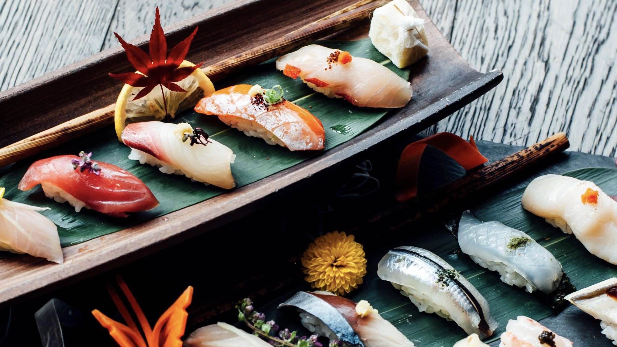 Kasa Moto sushi on trays